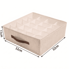 Tabela de medidas do organizador de gavetas com 20 divisórias, 32x32x11 cm